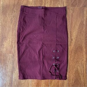 Charlotte Russe Deep Red Pencil Skirt with Tie Front Detail